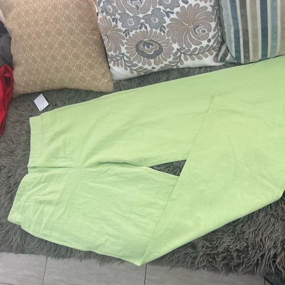 Zara NWT wide leg  lime green pants large - Picture 1 of 4